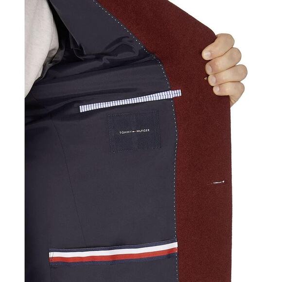 Tommy Hilfiger Men's Modern-Fit Addison Stretch Wool Blend Overcoat Red 38R NWT - Picture 9 of 9